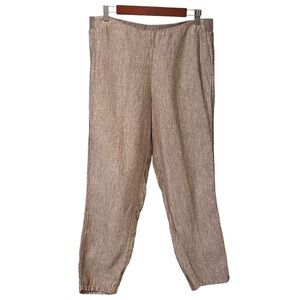 J. Jill Love Linen Tan Wide Leg Pants Petite Medium Pull-On Boho Summer